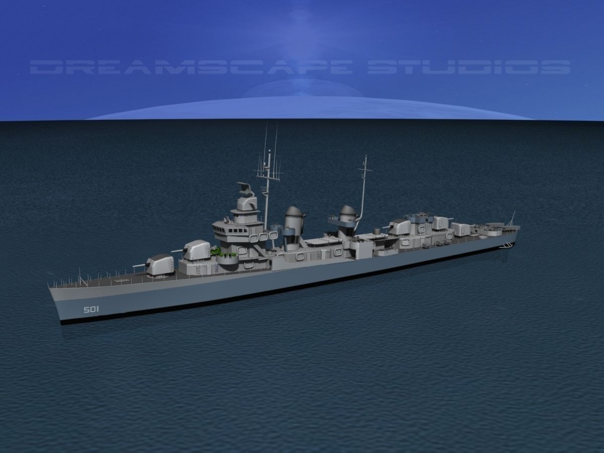 Fletcher Class Destroyer DD-501 USS Schroeder 3D model_7