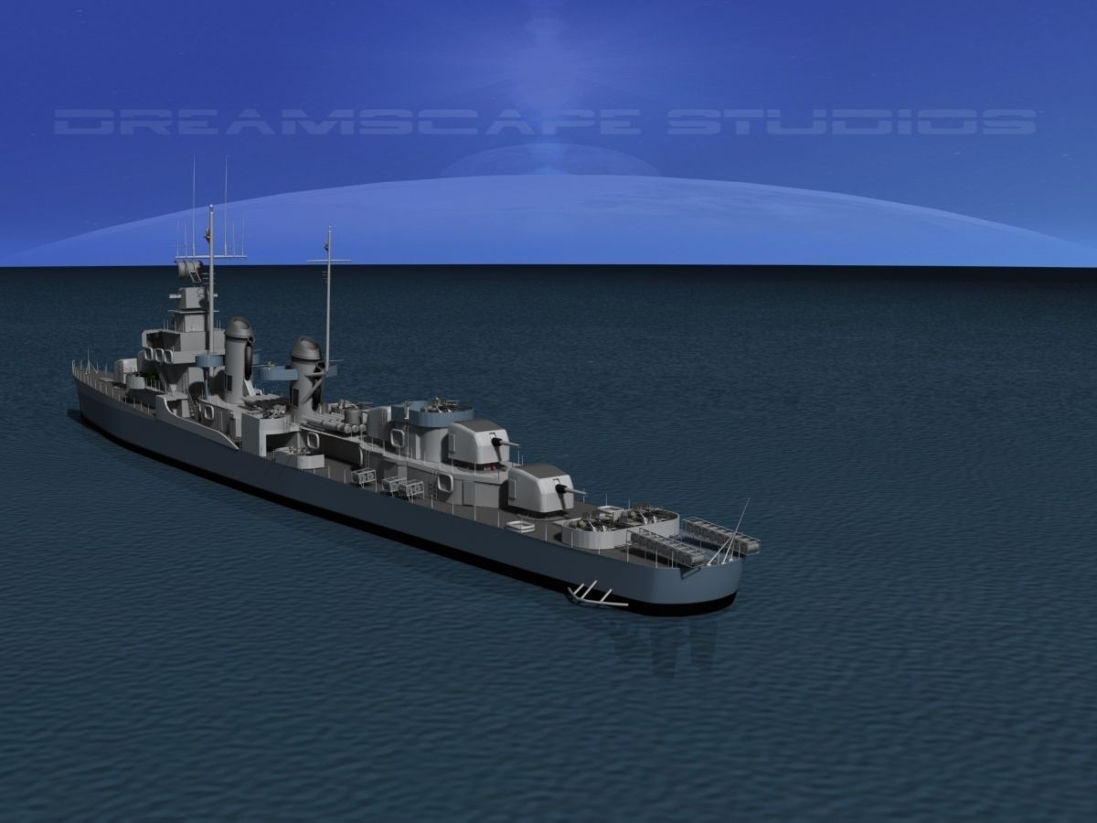 Fletcher Class Destroyer DD-501 USS Schroeder 3D model_4