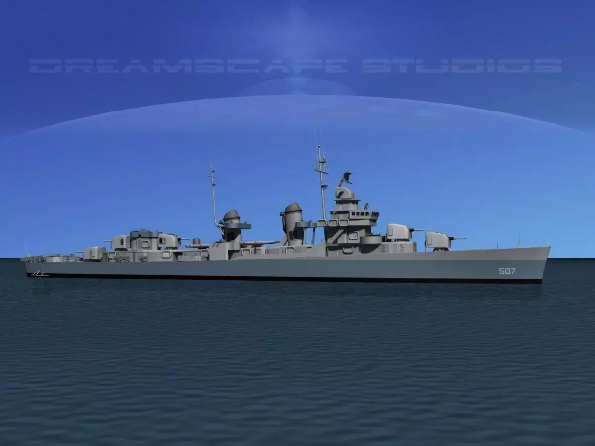 Fletcher Class Destroyer DD-507 USS Conway 3D model_0