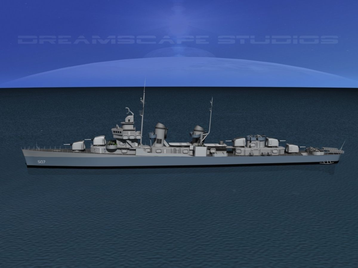 Fletcher Class Destroyer DD-507 USS Conway 3D model_6