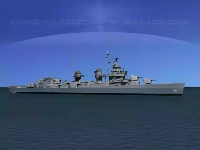 Fletcher Class Destroyer DD-514 USS Thatcher 3D model