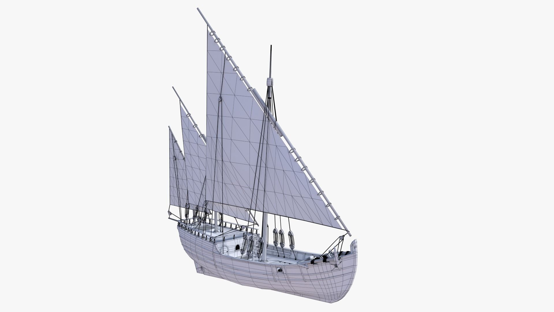 The Nina mediterranean sailing ship 3D model_8