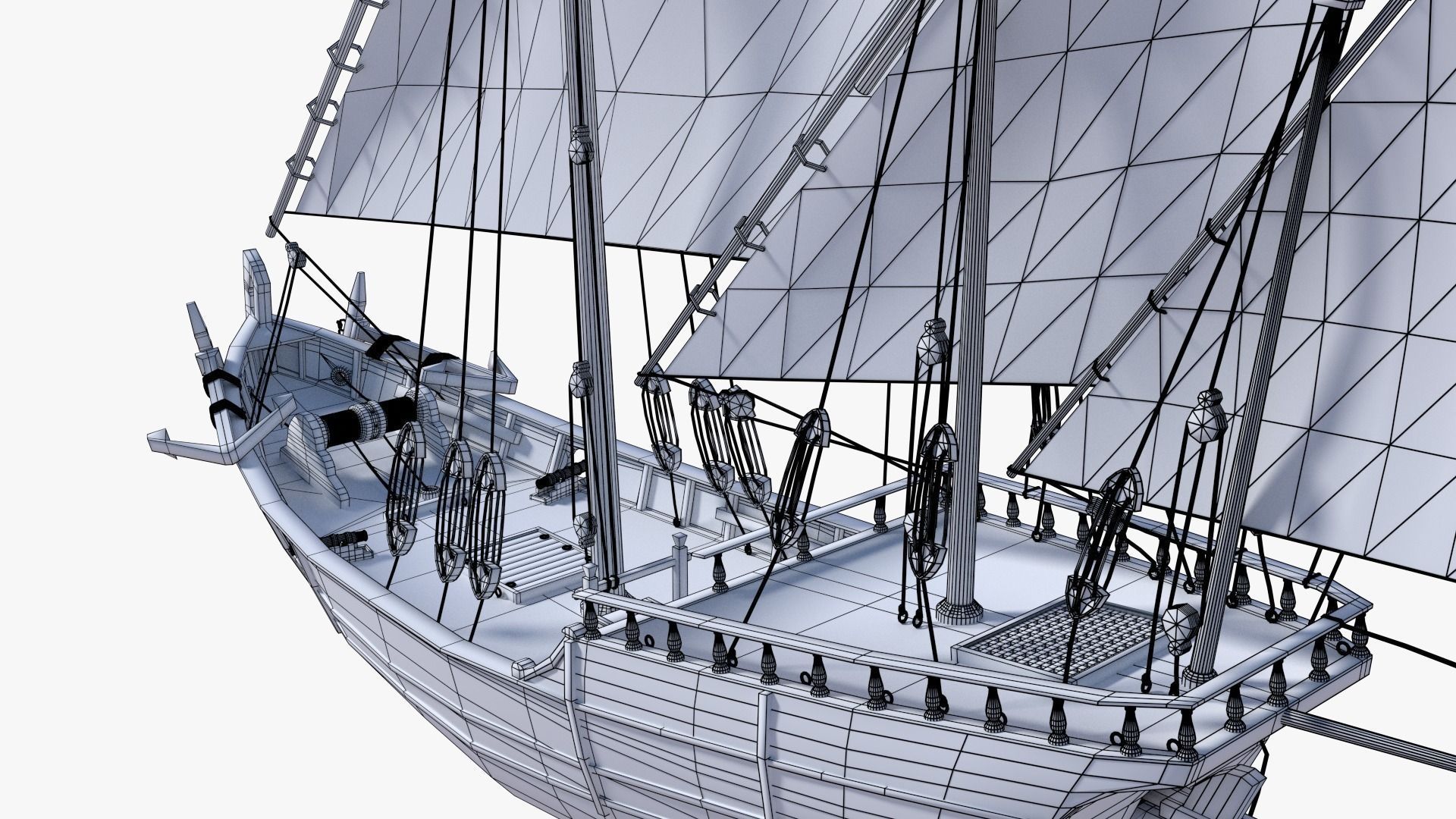 The Nina mediterranean sailing ship 3D model_9