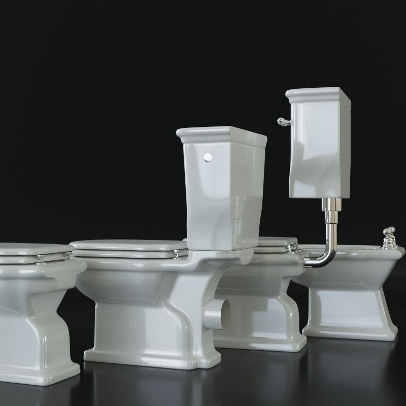 Classical bathroom set - toilet bidet washbasin - Hermitage 3D model_6