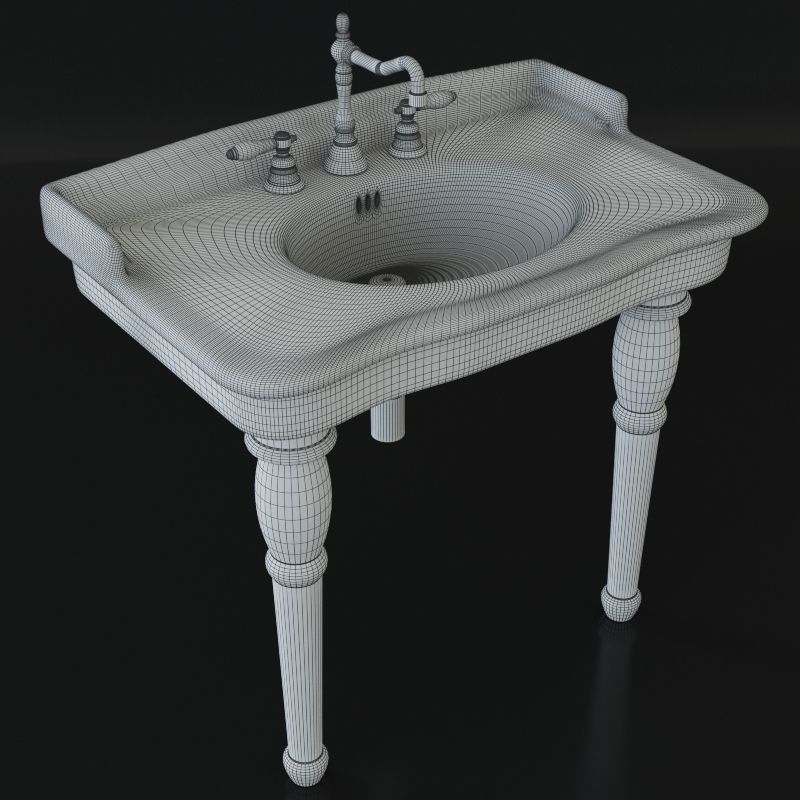 Classical bathroom set - toilet bidet washbasin - Hermitage 3D model_10