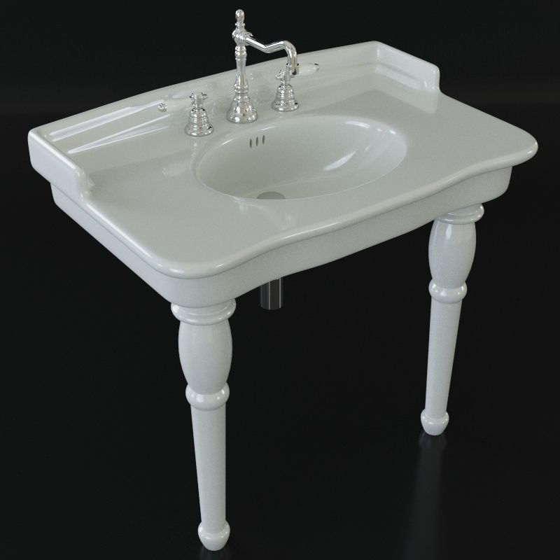 Classical bathroom set - toilet bidet washbasin - Hermitage 3D model_9