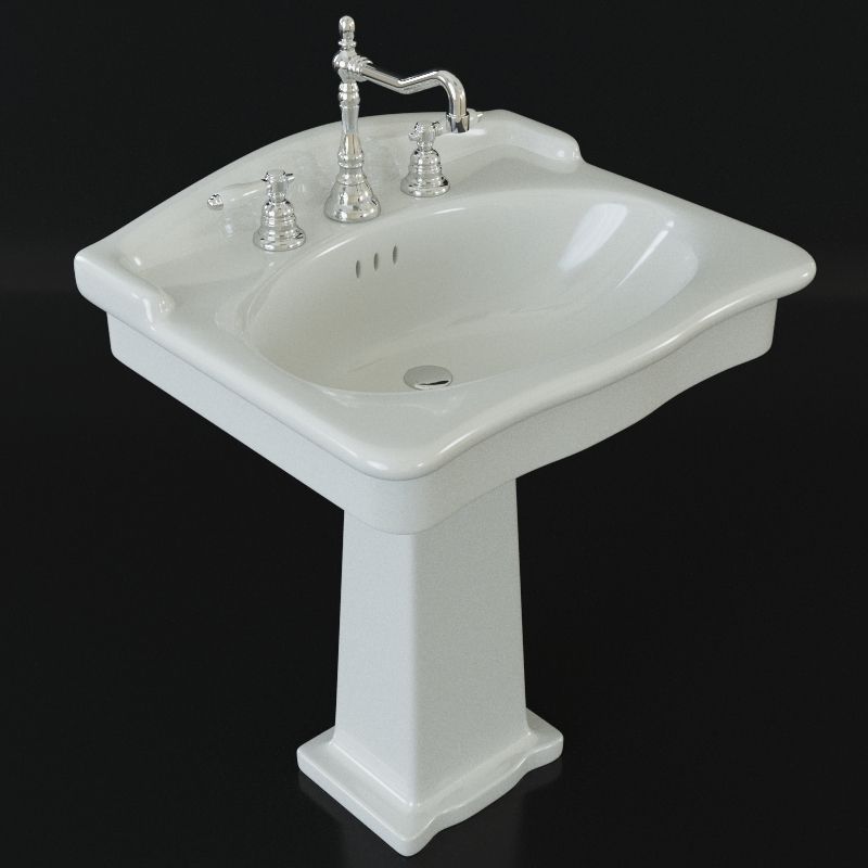 Classical bathroom set - toilet bidet washbasin - Hermitage 3D model_8