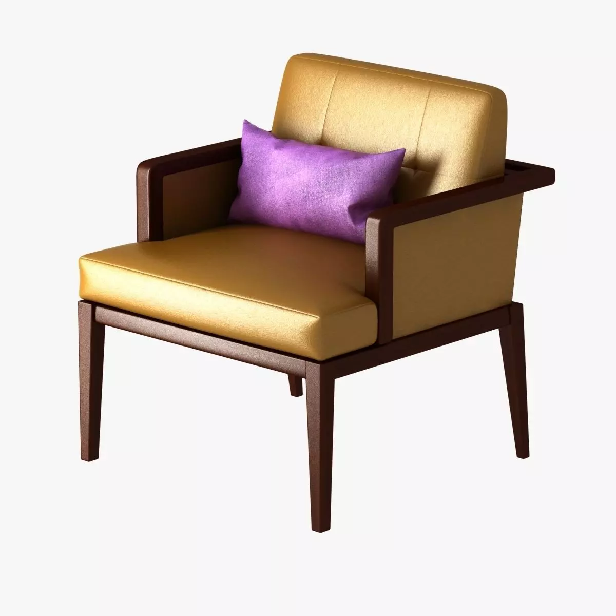 yellow chair with violet cushion 3D model