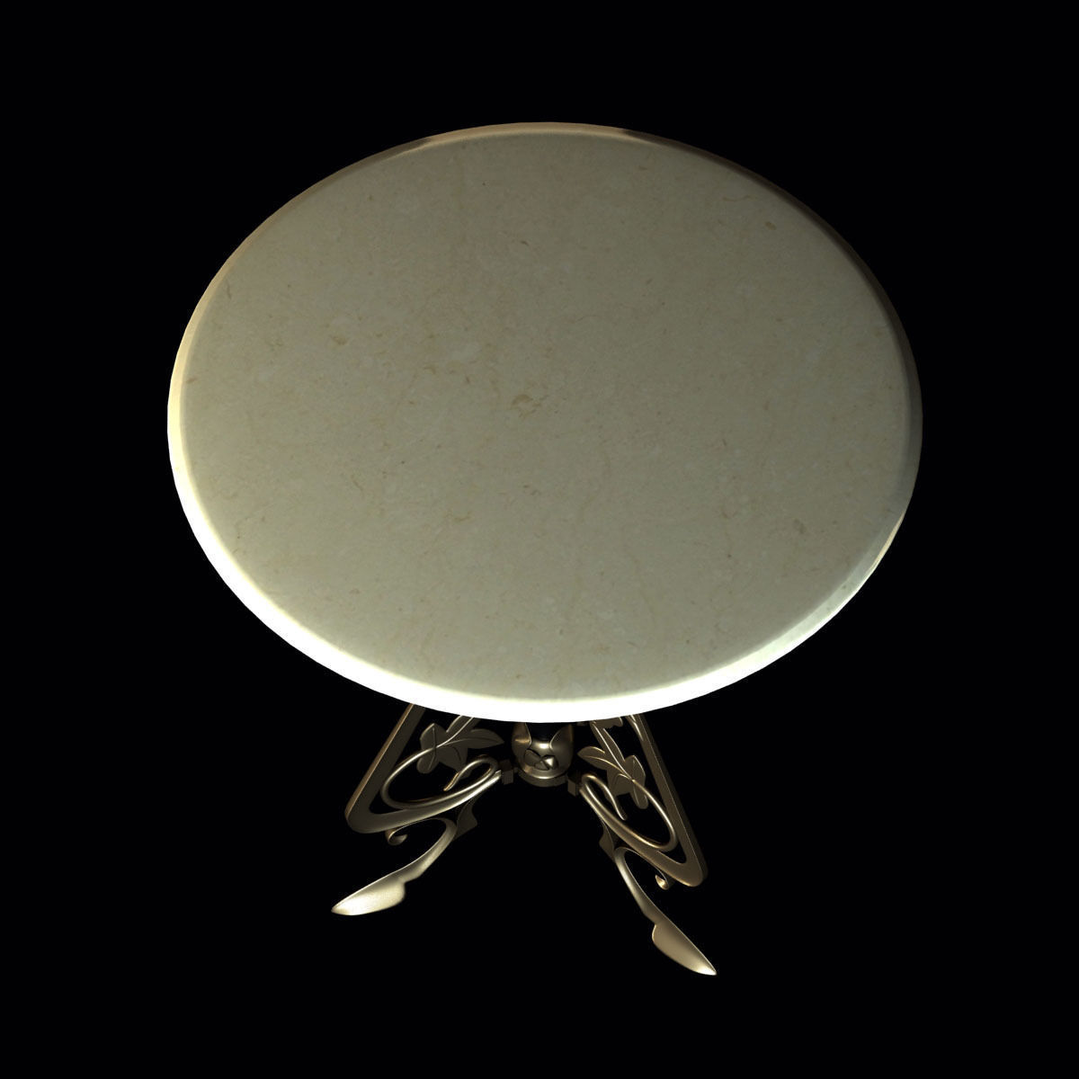 Ornate bistro table with decorative bronze base 3D model_2