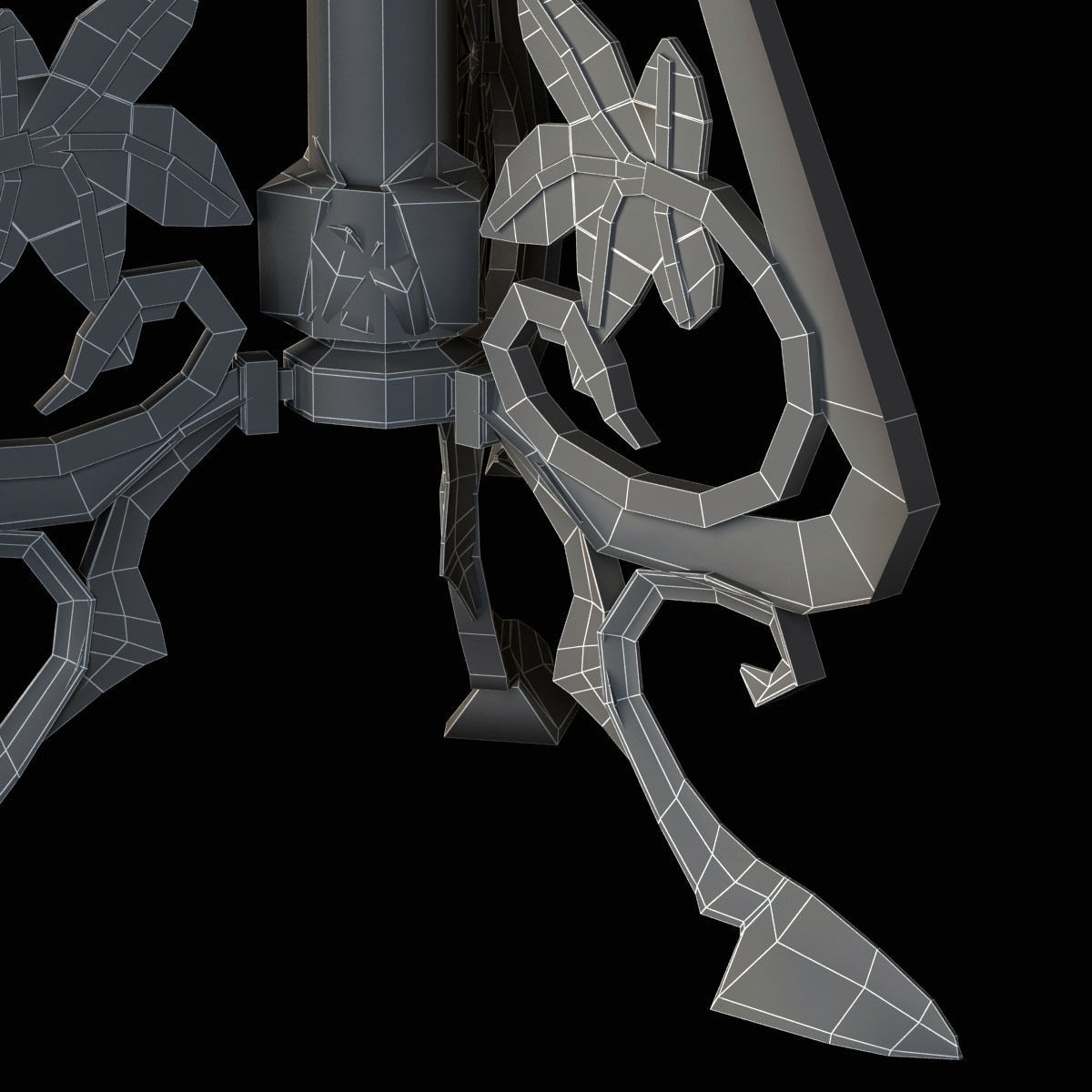 Ornate bistro table with decorative bronze base 3D model_6