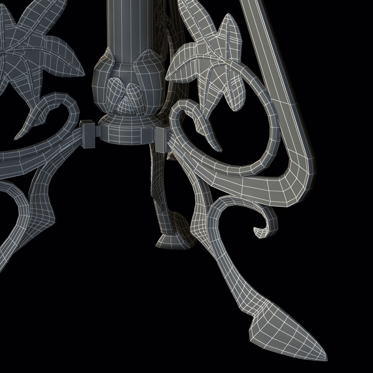 Ornate bistro table with decorative bronze base 3D model_8