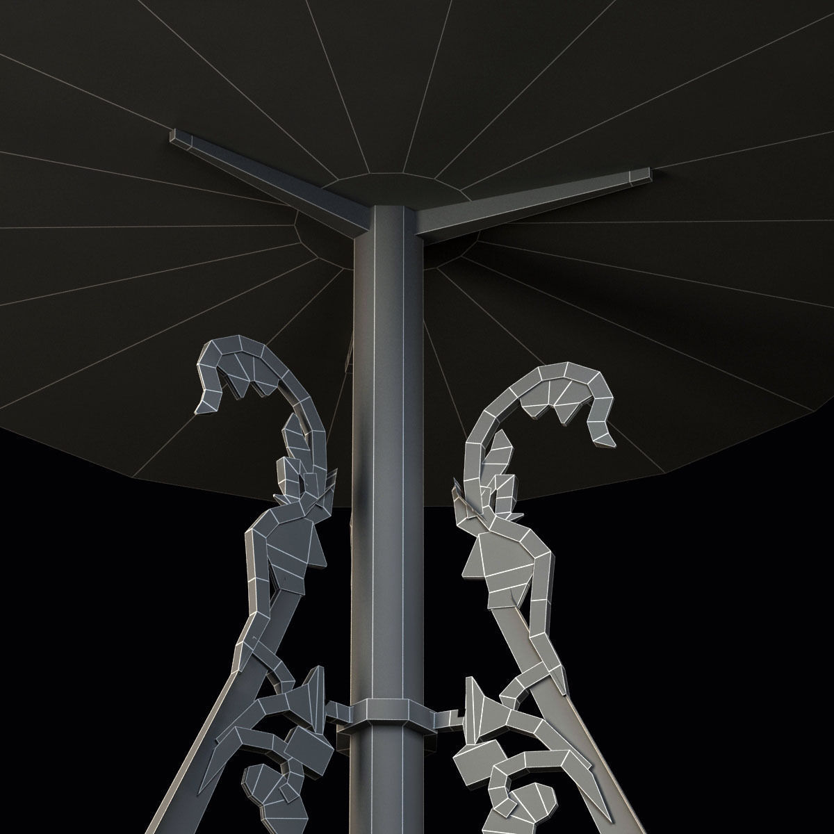 Ornate bistro table with decorative bronze base 3D model_7