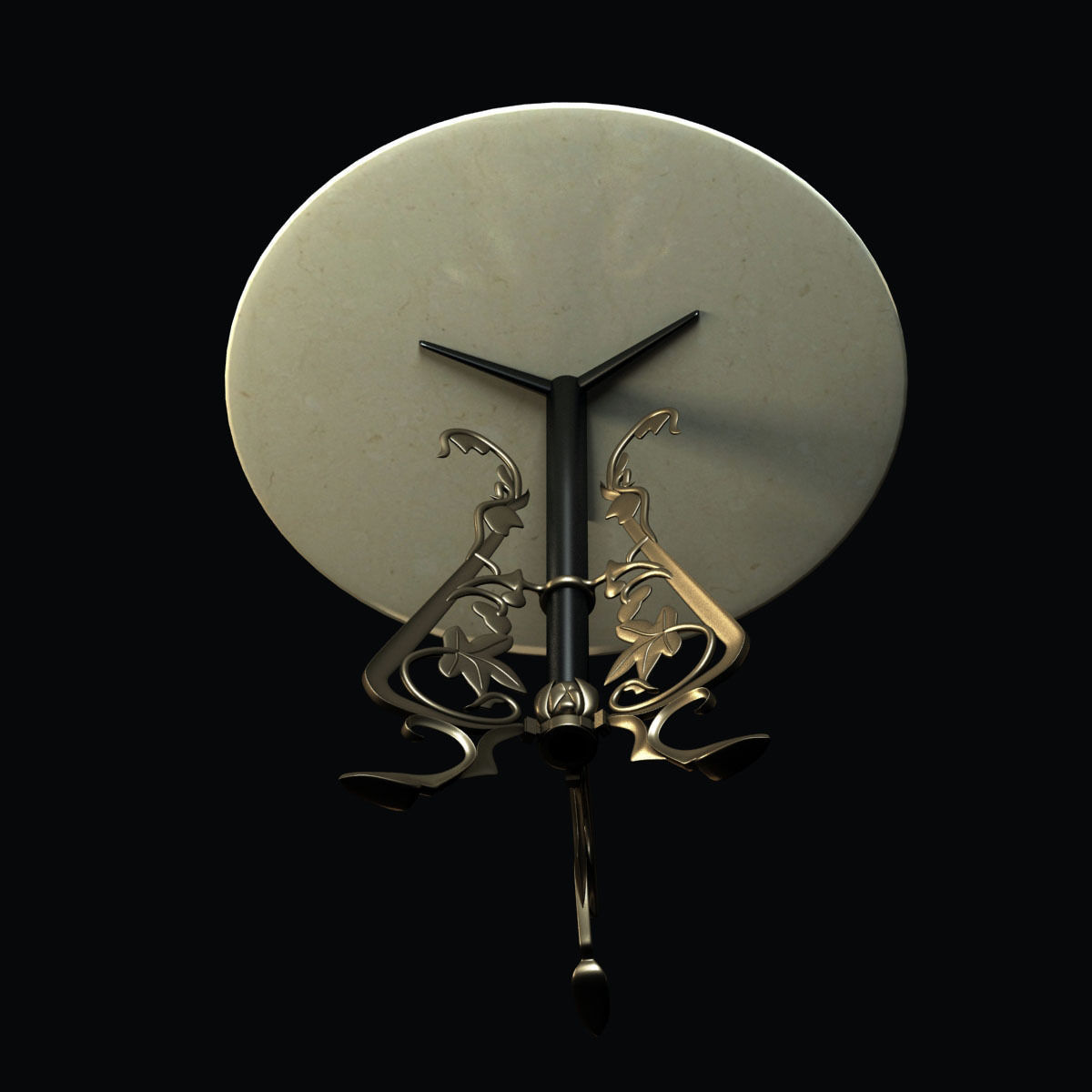 Ornate bistro table with decorative bronze base 3D model_4