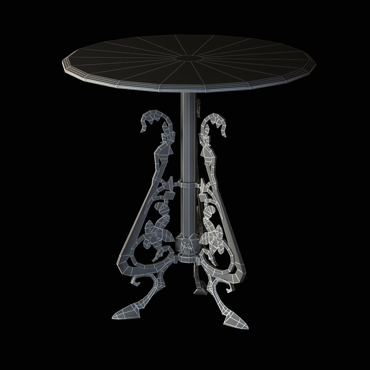Ornate bistro table with decorative bronze base 3D model_3