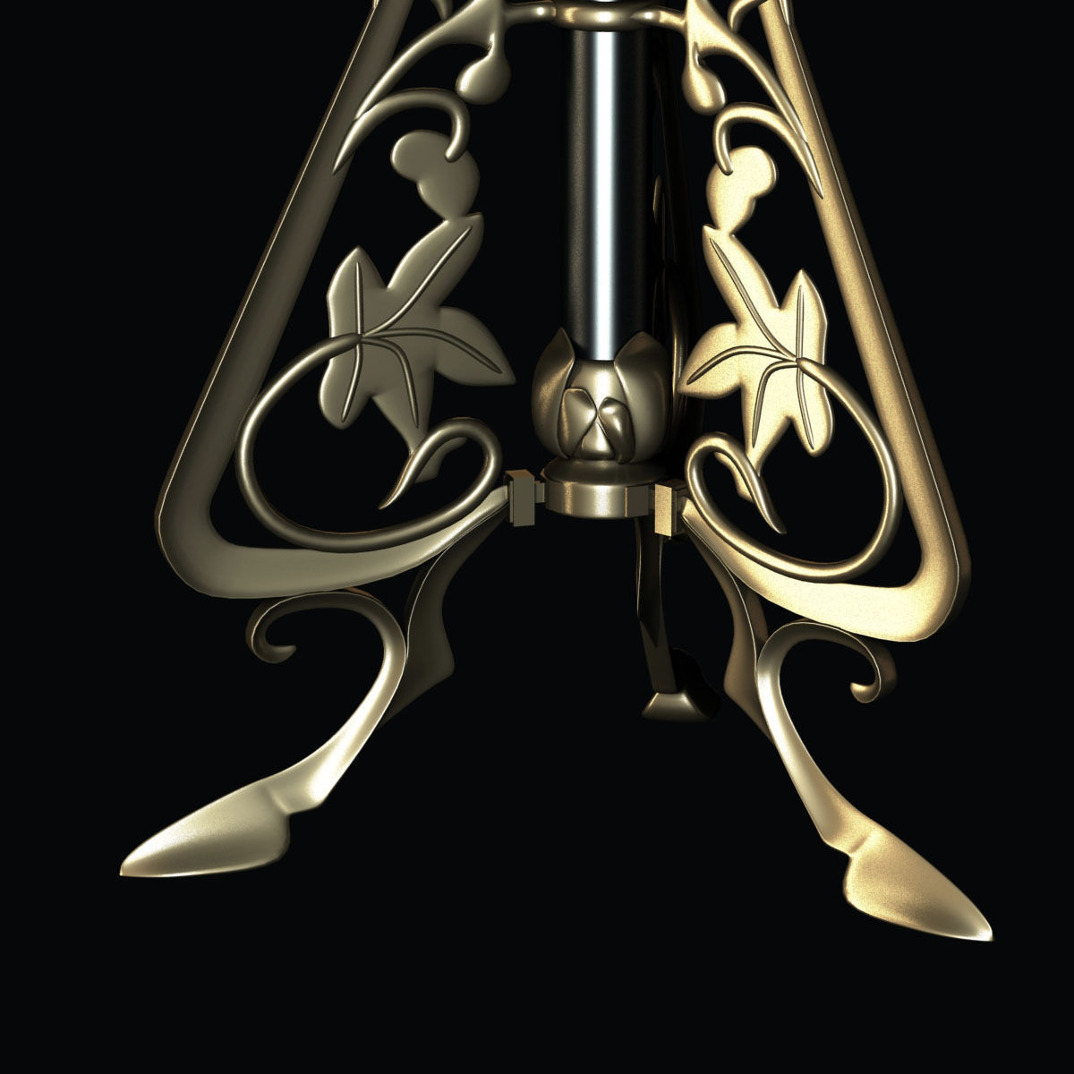 Ornate bistro table with decorative bronze base 3D model_1