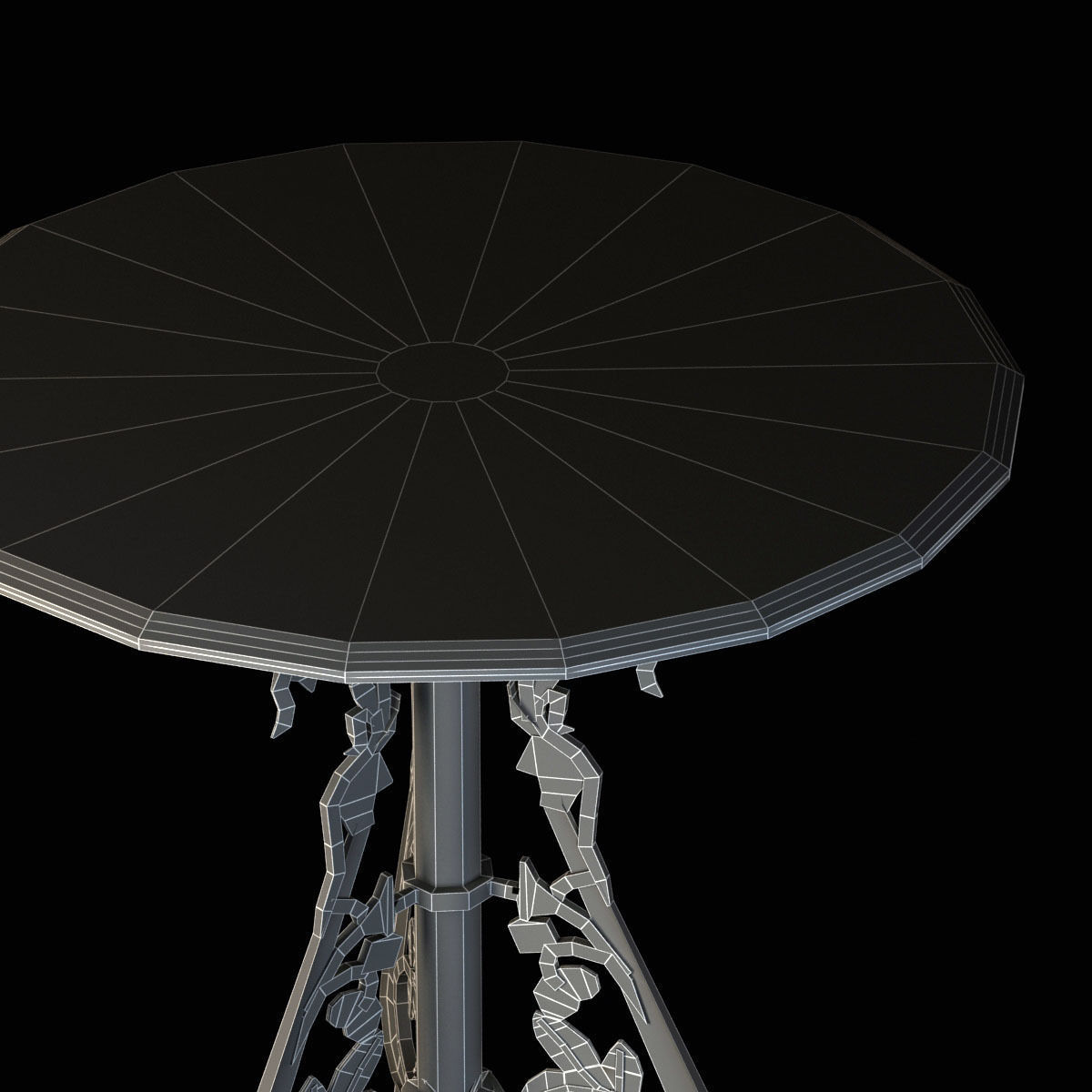 Ornate bistro table with decorative bronze base 3D model_9