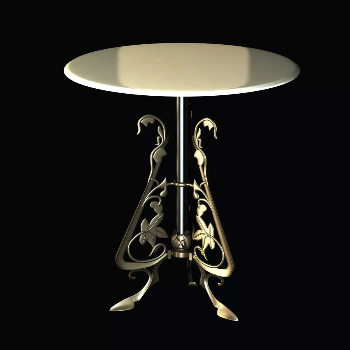 Ornate bistro table with decorative bronze base 3D model_0