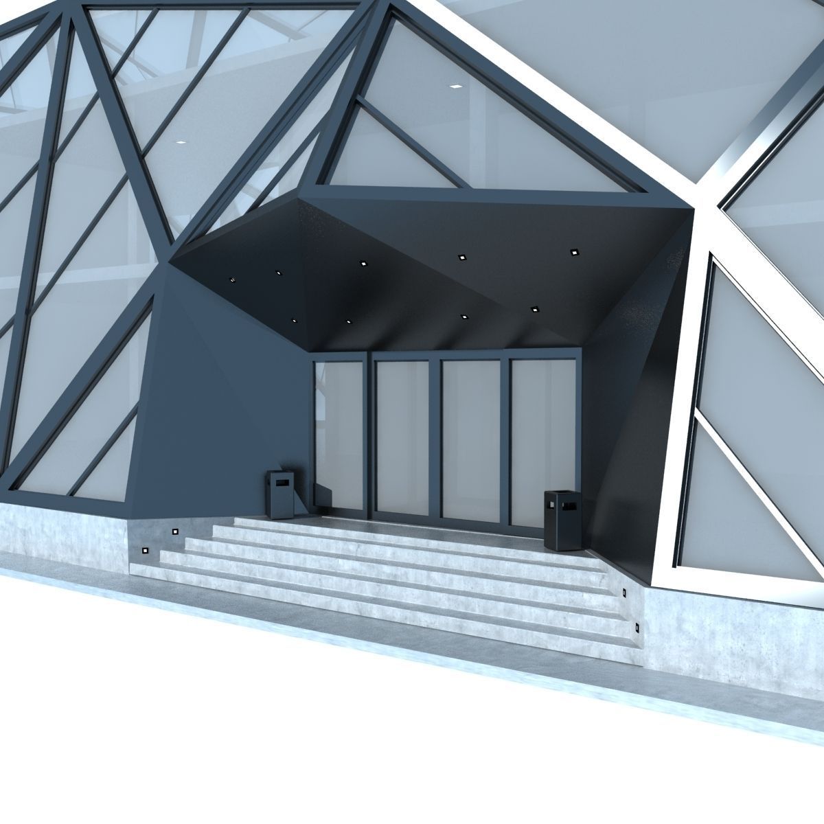 Modern Futuristic Building 3D model_7