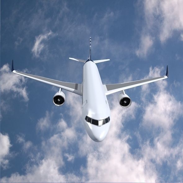 Airbus A320-100 commercial jetliner Low-poly 3D model_2