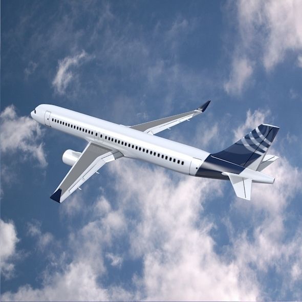 Airbus A320-100 commercial jetliner Low-poly 3D model_1