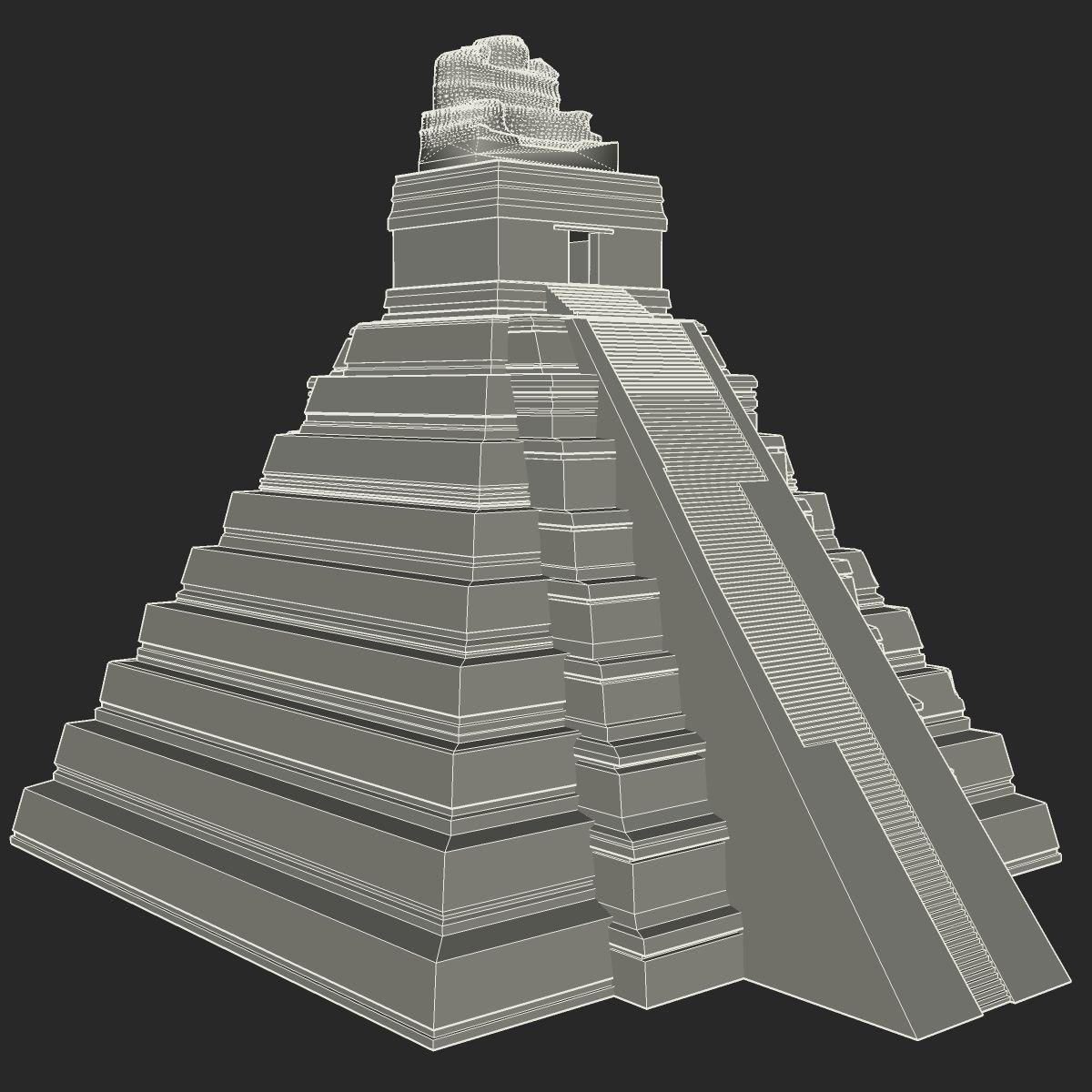 Tikal Temple 1 Low-poly 3D model_10