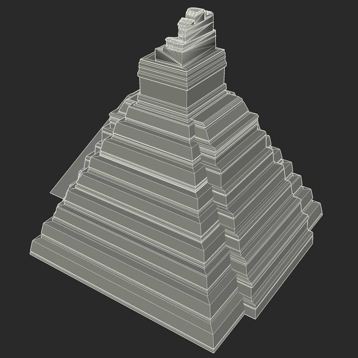 Tikal Temple 1 Low-poly 3D model_9
