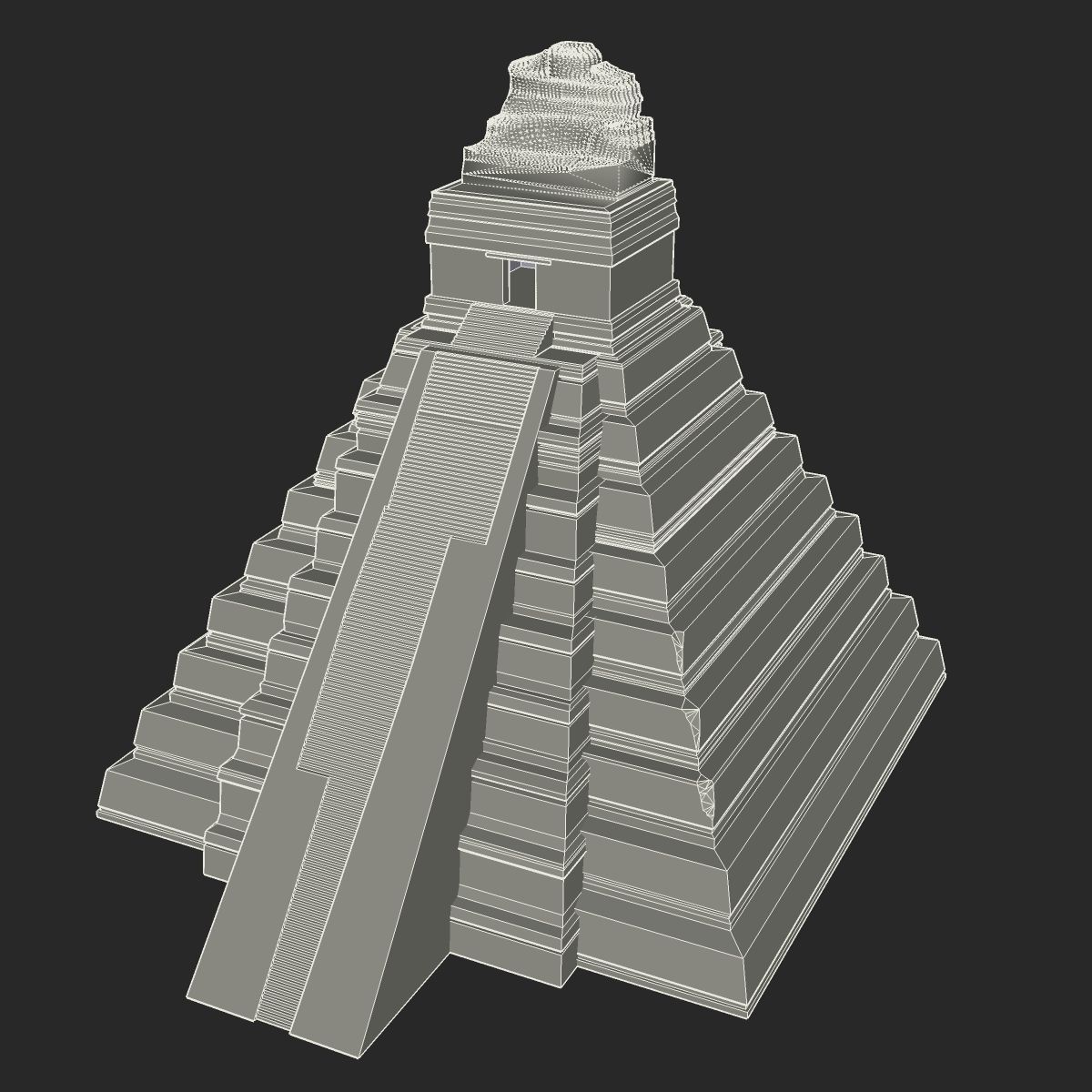 Tikal Temple 1 Low-poly 3D model_8