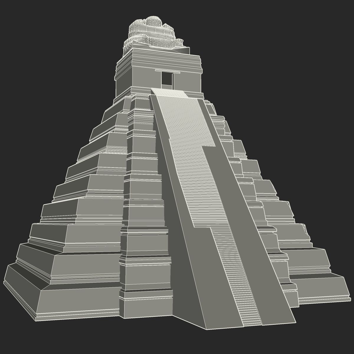 Tikal Temple 1 Low-poly 3D model_11