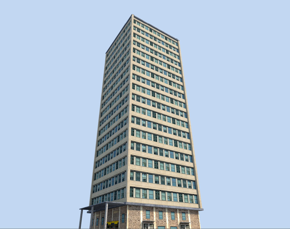 Skyscraper tall building on sky Low-poly 3D model_6