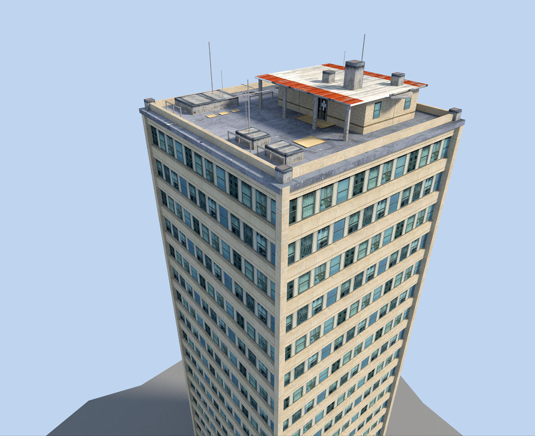Skyscraper tall building on sky Low-poly 3D model_3