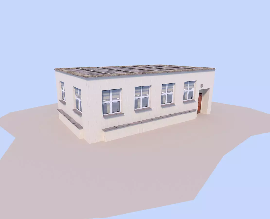 House building with roof Low-poly 3D model