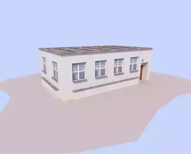 House building with roof Low-poly 3D model