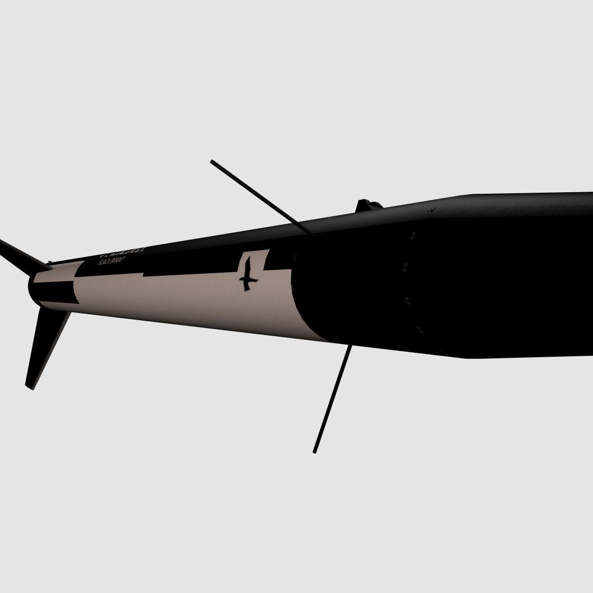Black Brant II Sounding Rocket Low-poly 3D model_6