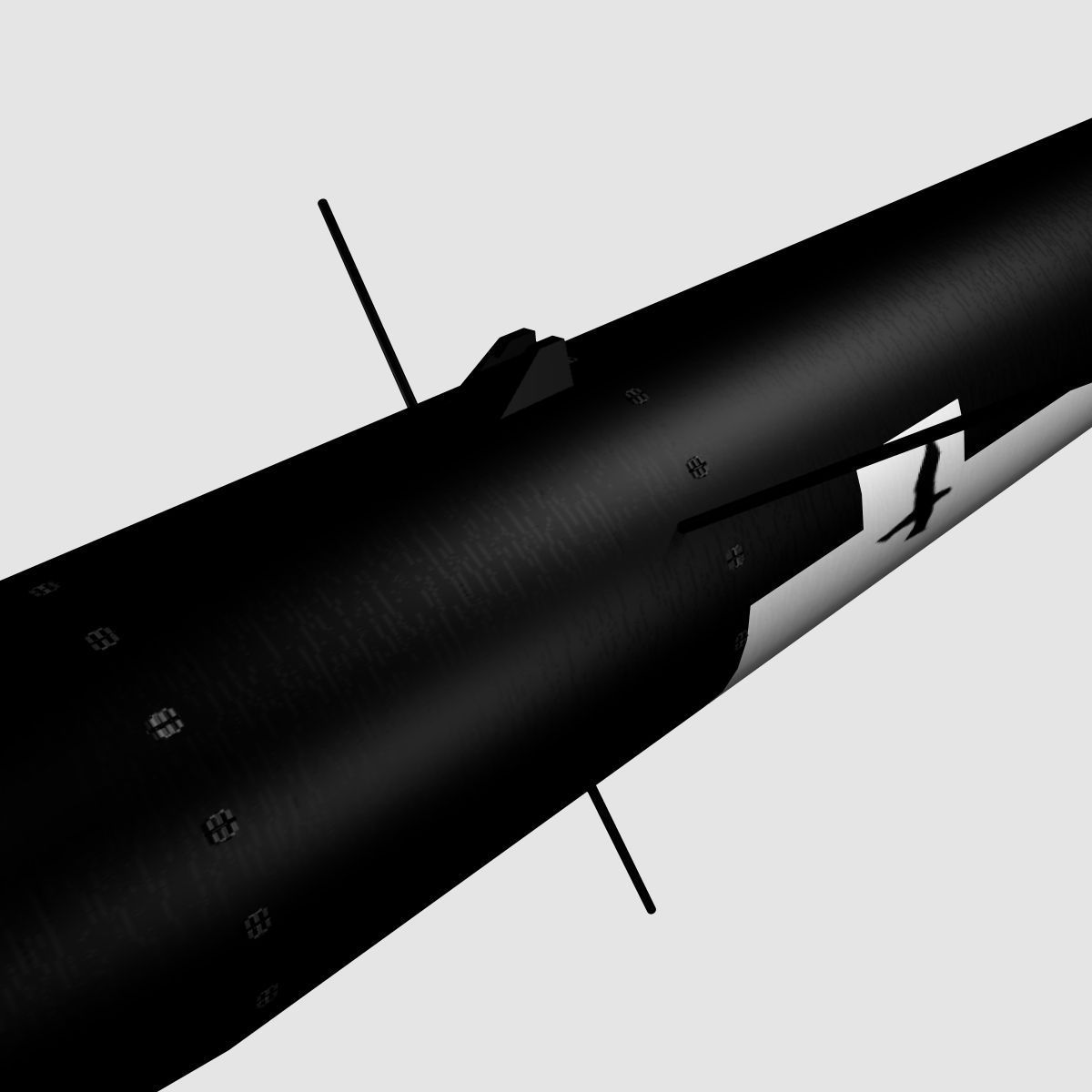 Black Brant II Sounding Rocket Low-poly 3D model_3