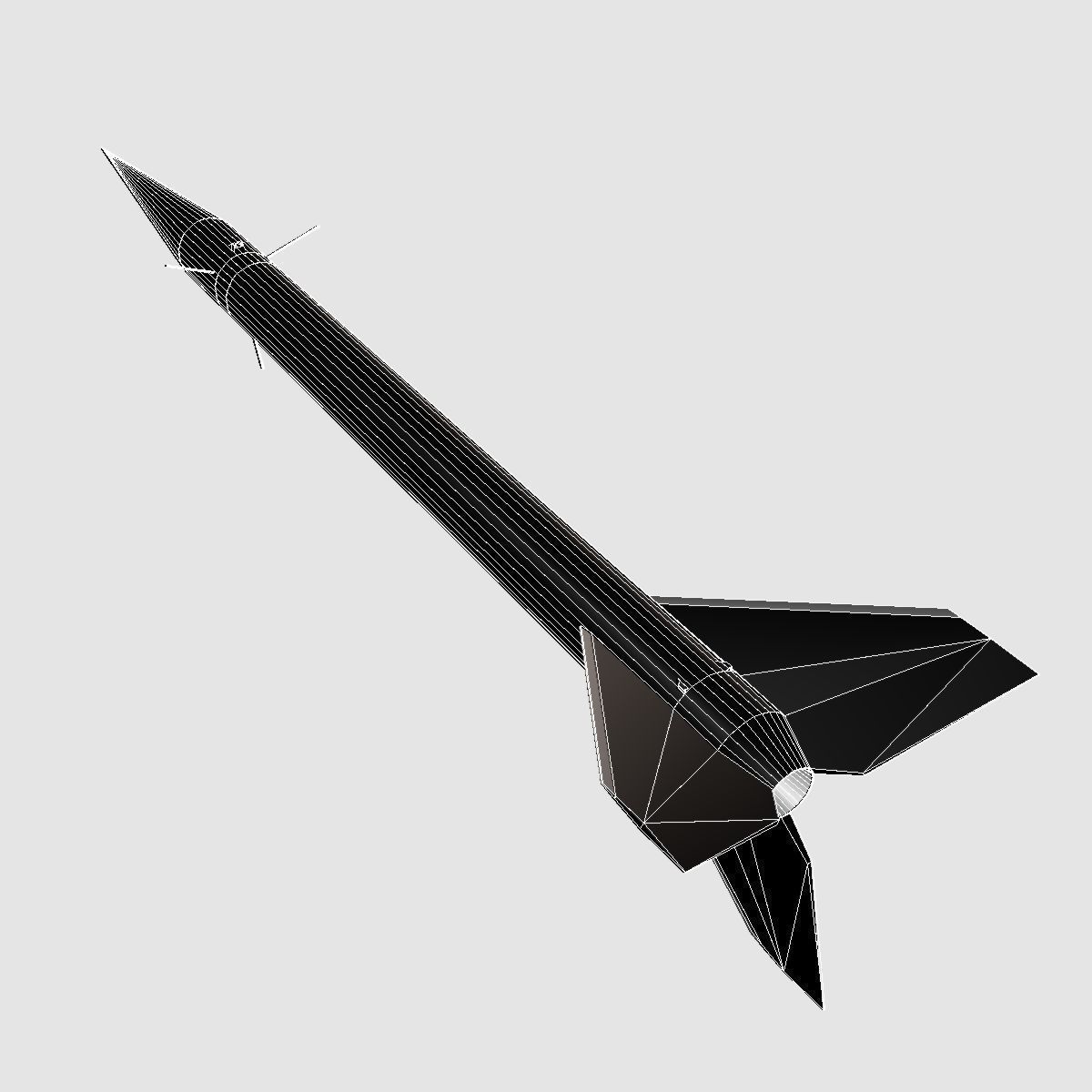 Black Brant II Sounding Rocket Low-poly 3D model_9