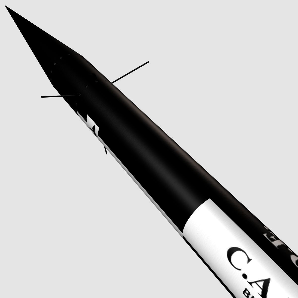 Black Brant II Sounding Rocket Low-poly 3D model_4