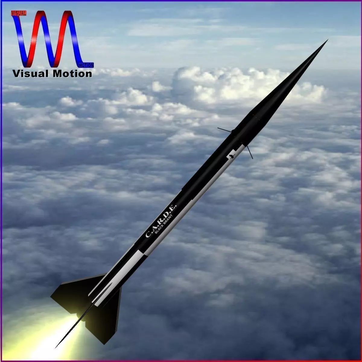 Black Brant II Sounding Rocket Low-poly 3D model_0