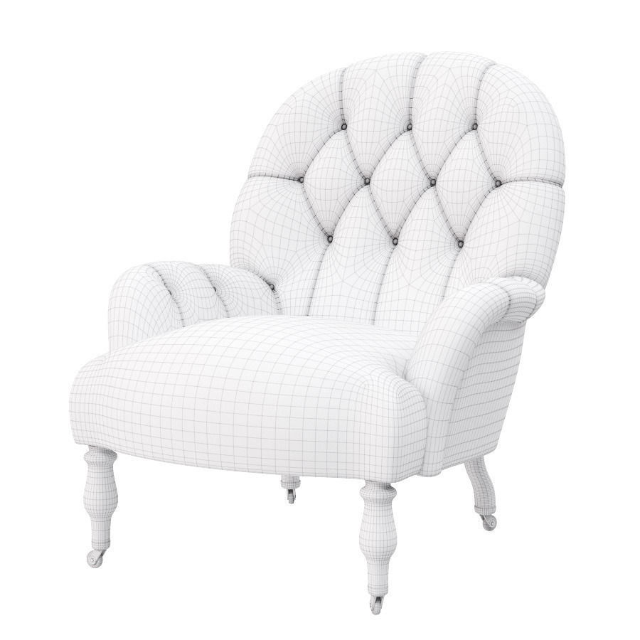 Armchair Harrington Low-poly 3D model_6