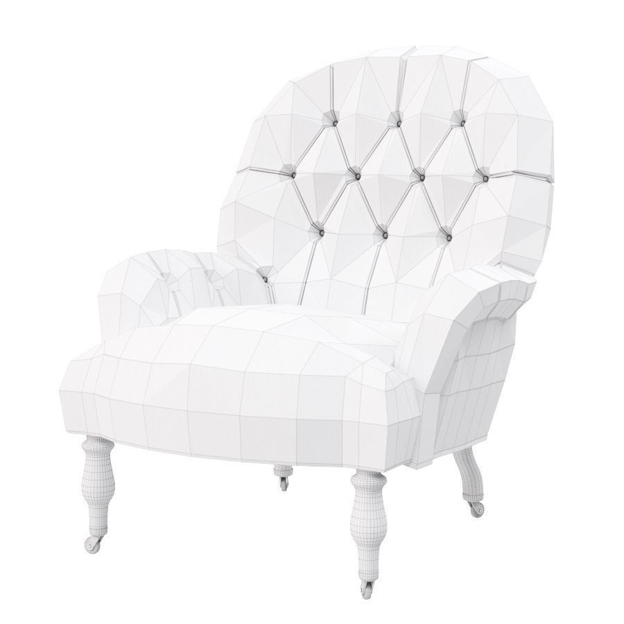 Armchair Harrington Low-poly 3D model_5