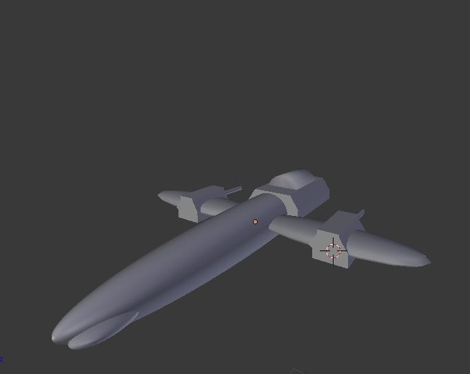 spaceship A-1 jet plane with two propellers 3D model_1