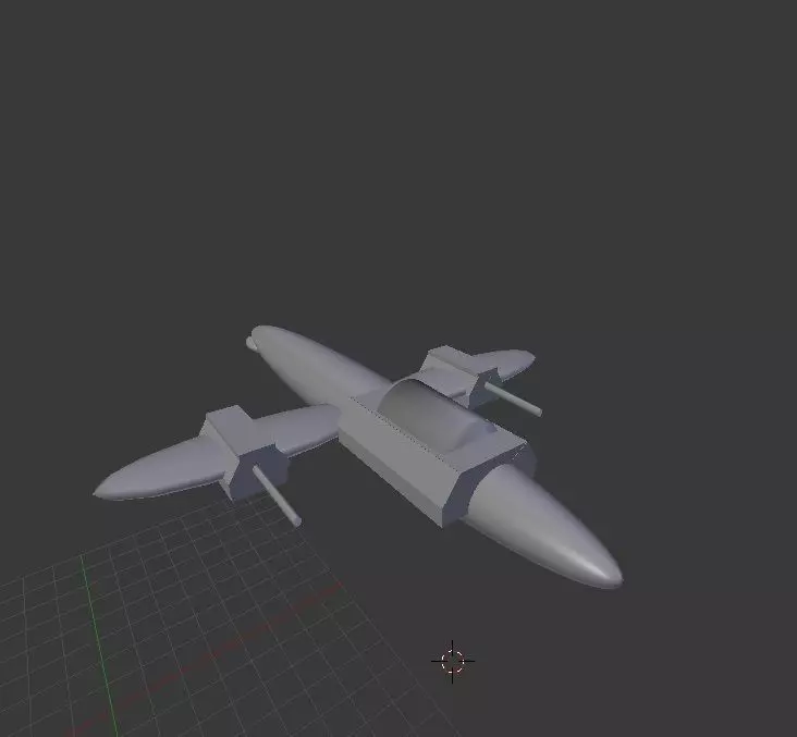 spaceship A-1 jet plane with two propellers 3D model_0