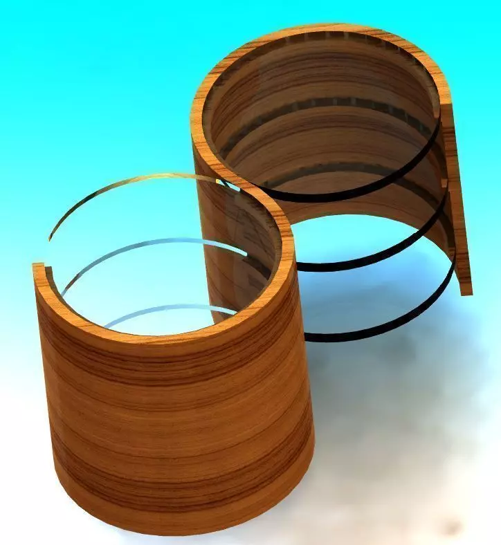 Table wooden bowl with glass on top Free 3D model