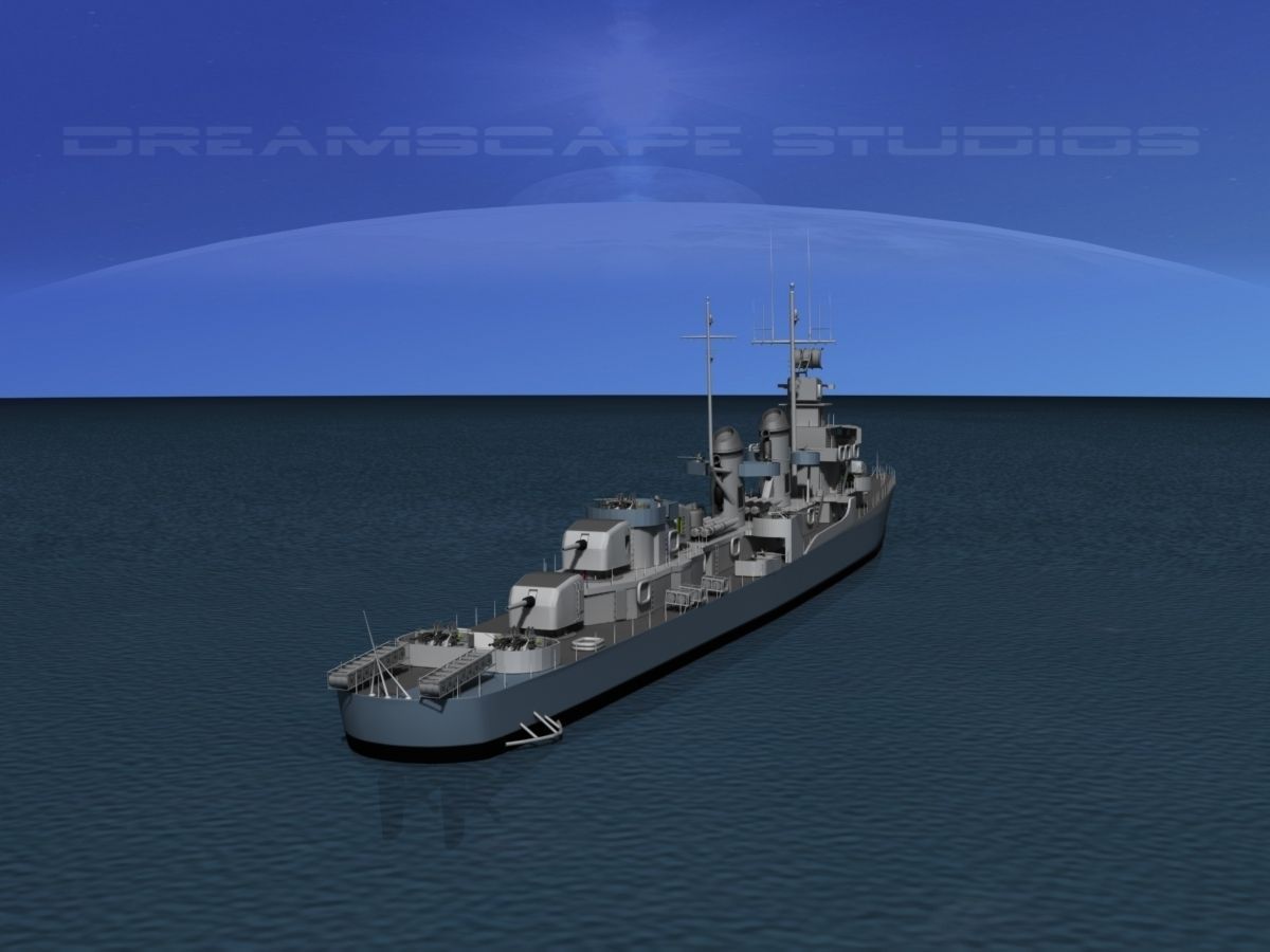 Fletcher Class Destroyer DD-546 USS Brown 3D model_3