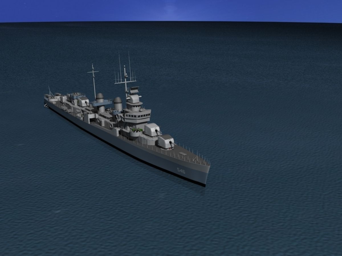 Fletcher Class Destroyer DD-546 USS Brown 3D model_9