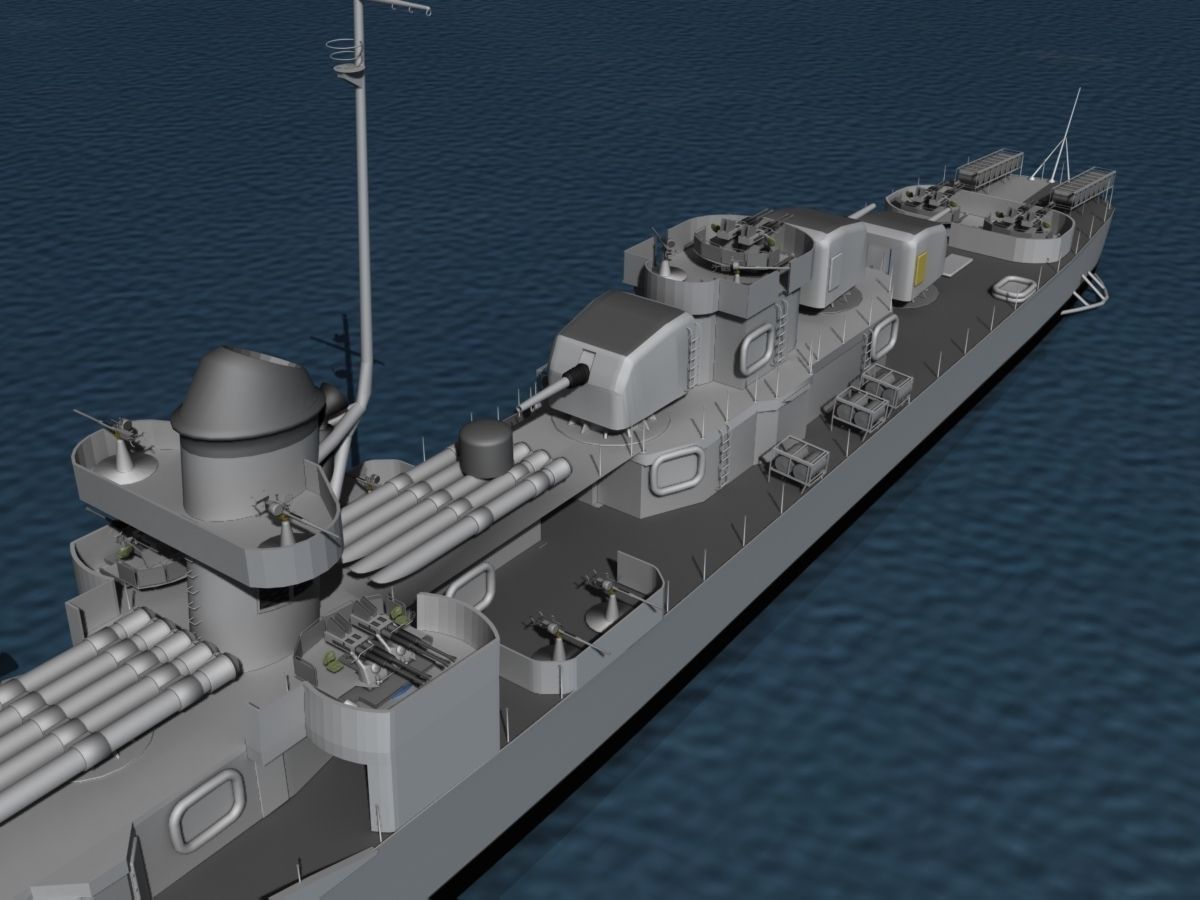 Fletcher Class Destroyer DD-546 USS Brown 3D model_13