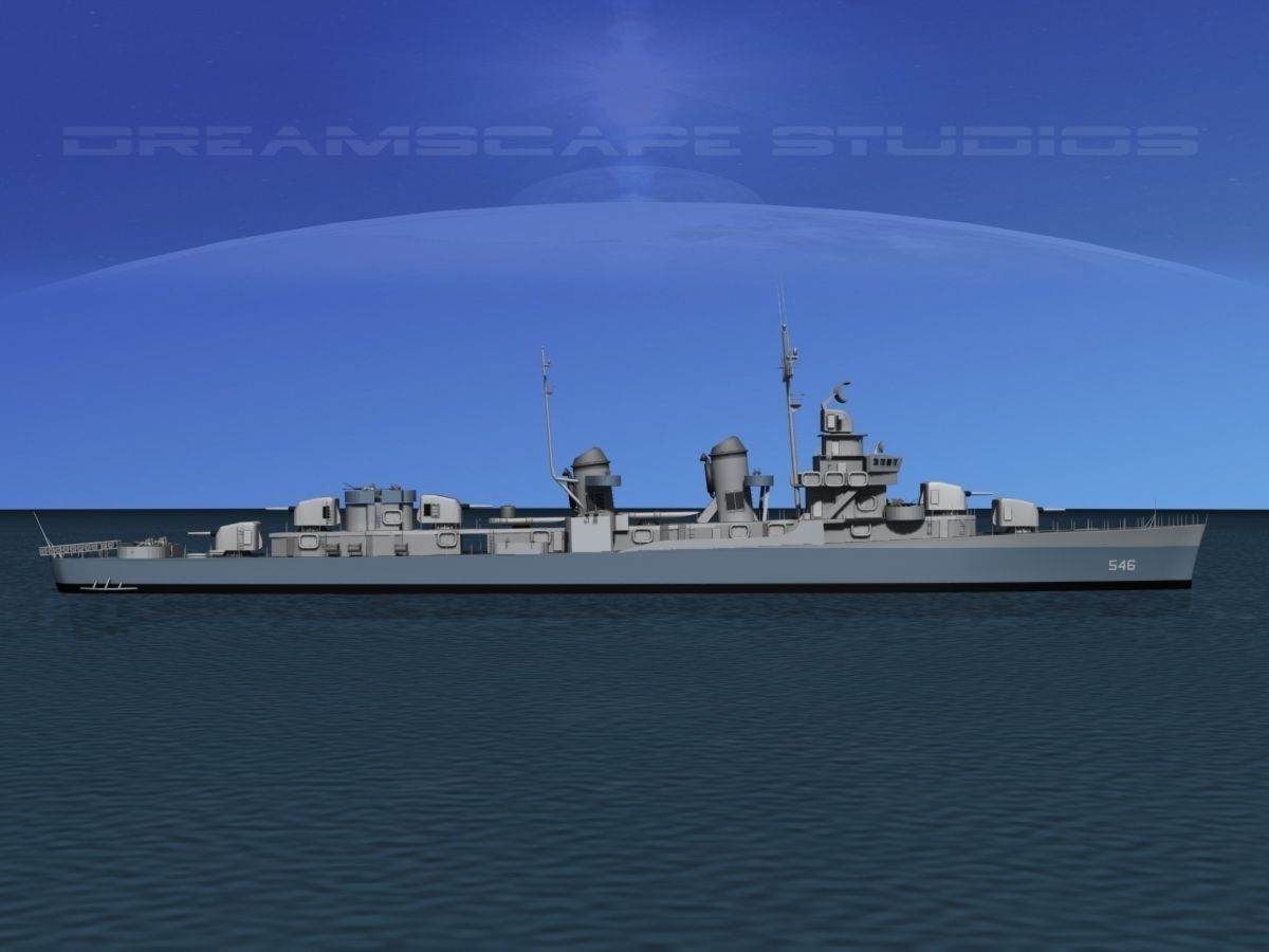 Fletcher Class Destroyer DD-546 USS Brown 3D model_1