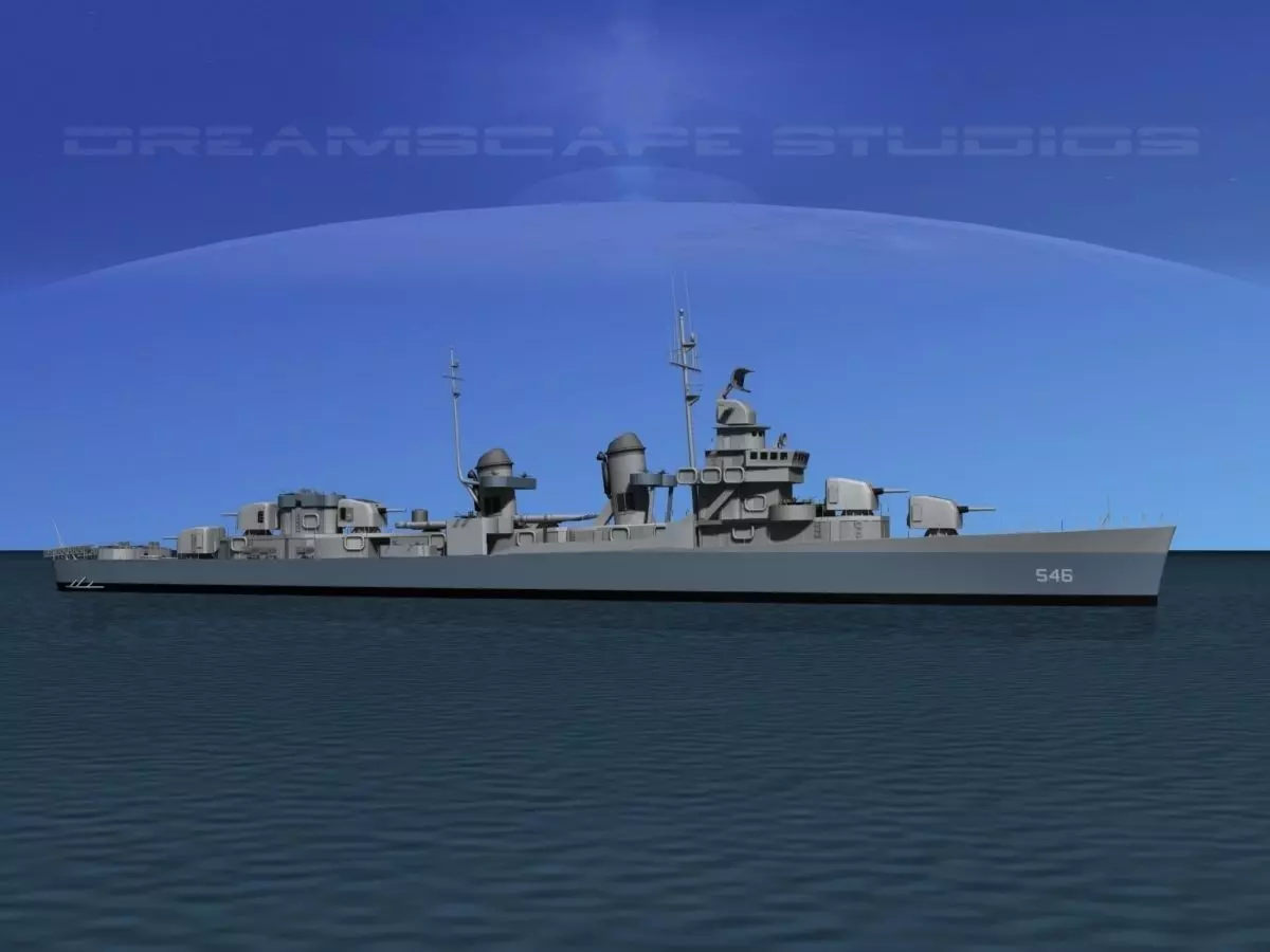 Fletcher Class Destroyer DD-546 USS Brown 3D model_0