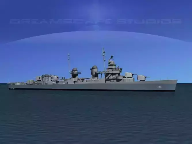 Fletcher Class Destroyer DD-546 USS Brown 3D model