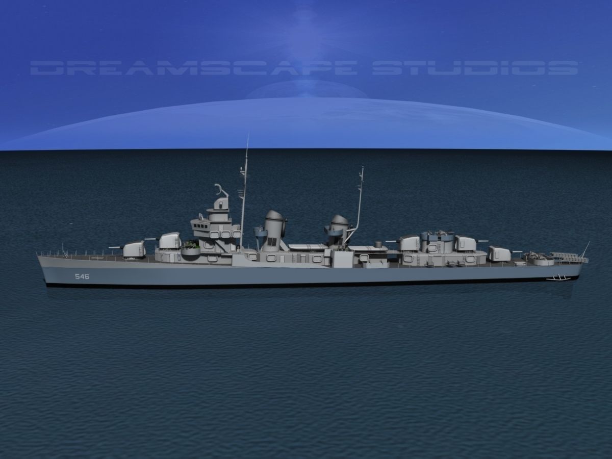 Fletcher Class Destroyer DD-546 USS Brown 3D model_6