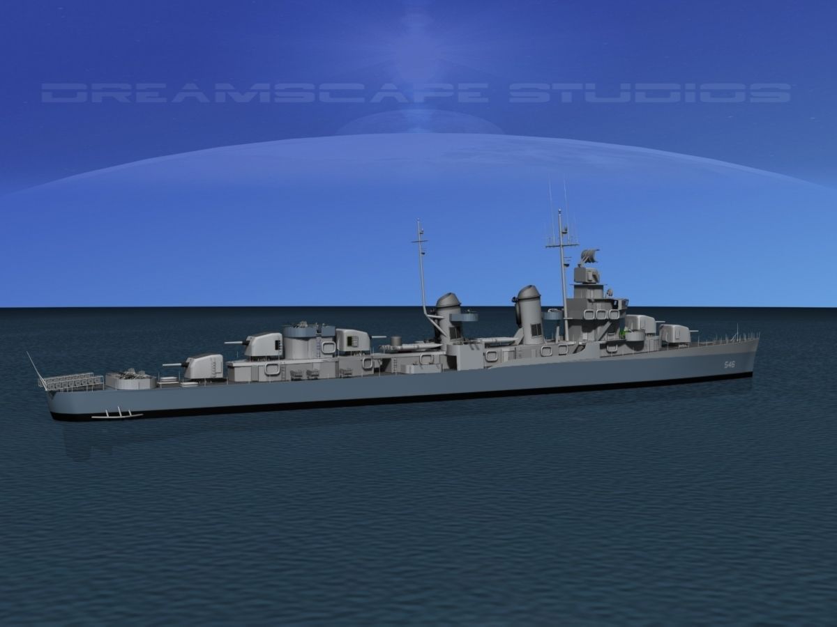 Fletcher Class Destroyer DD-546 USS Brown 3D model_2